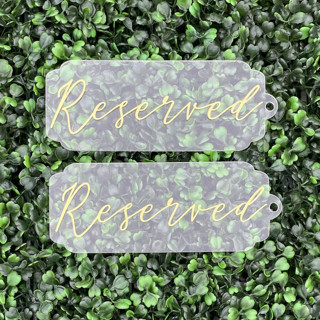 Reserved Sign SET of TWO Signs | Acrylic With Gold Font Aisle and Chair Decor