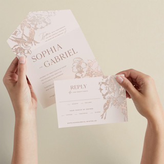 mon amour All-in-One Foil-Pressed Wedding Invitations