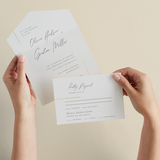 Simple Lines All-in-One Foil-Pressed Wedding Invitations