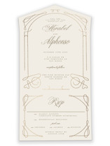 Simple Art Nouveau All-in-One Foil-Pressed Wedding Invitations