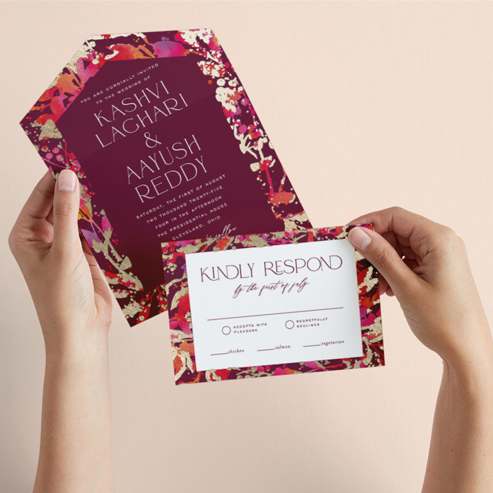Solung Invitations Bright abstract All-in-One Foil-Pressed Wedding Invitations by Jessica ...