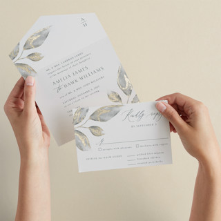 Feuille All-in-One Foil-Pressed Wedding Invitations