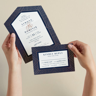 Beaded Edge All-in-One Foil-Pressed Wedding Invitations