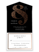 Floral Ampersand All-in-One Foil-Pressed Wedding Invitations