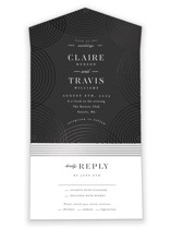 Interlocking All-in-One Foil-Pressed Wedding Invitations