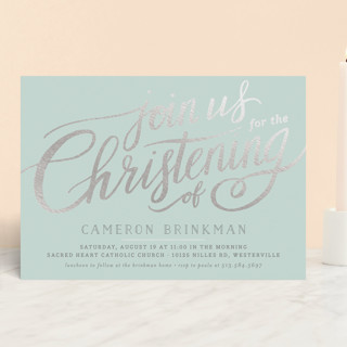 Heartfelt Foil-Pressed Baptism and Christening Invitations