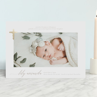 simple cross gold Foil-Pressed Baptism and Christening Invitations