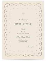 Heirloom Eyelet Foil-Pressed Baptism and Christening Invitations