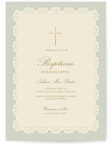 Vintage Lace Foil-Pressed Baptism and Christening Invitations