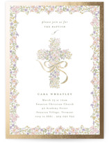 Cottage Garden Foil-Pressed Baptism and Christening Invitations