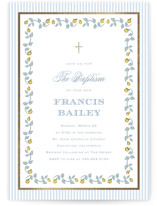 Lemon Stripes Foil-Pressed Baptism and Christening Invitations