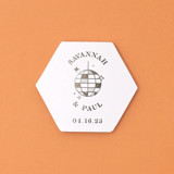 Custom Retro Disco Ball Coaster, hexagon shape, set of 100 Barware