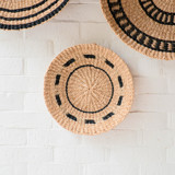 Small Natural + Black Round Wall Baskets 12" Decorative Baskets