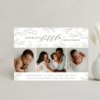 Merriest Little Christmas Holiday Birth Announcement Postcards