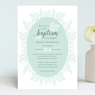 Whimsical Wreath Baptism and Christening Invitations