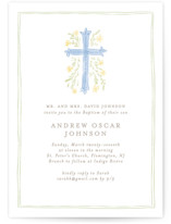 Botanical Cross Baptism and Christening Invitations