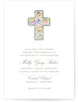 Scalloped Cross Baptism and Christening Invitations