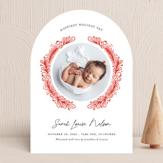 Wreath Brackets Holiday Birth Announcements
