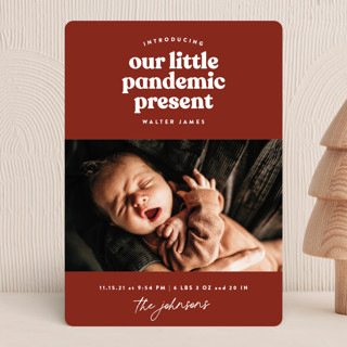 Pandemic Present Holiday Birth Announcements