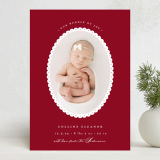 Scallop Frame Holiday Birth Announcements