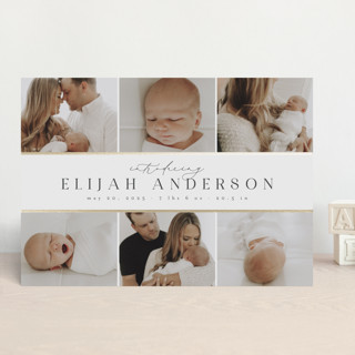 Six Photo Grid Foil-Pressed Birth Announcements