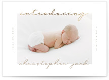 Border script Foil-Pressed Birth Announcements