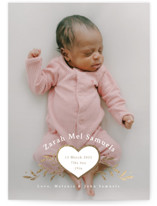 Heart Crest Foil-Pressed Birth Announcements