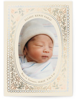 scallop watercolor Foil-Pressed Birth Announcements