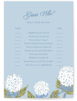 Hydrangea bow bouquets Baby Shower Game Cards
