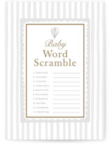 Hot air balloons Baby Shower Game Cards
