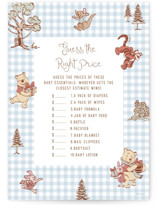 Disney's Winter Pooh Baby Shower Game Cards
