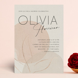 Sketched Leaves Foil-Pressed Bridal Shower Invitations