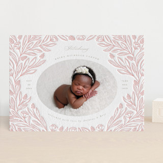 Floral Border Letterpress Birth Announcements