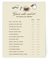 Espresso Bridal Shower Insert Cards