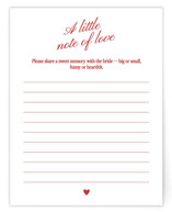 Club Amore Bridal Shower Insert Cards