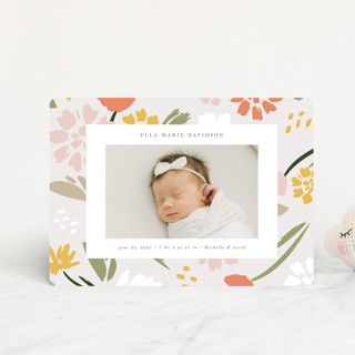 Modern Floral Birth Announcement Petite Cards