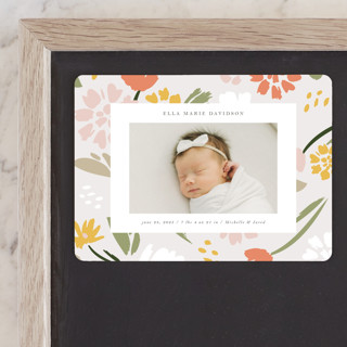 Modern Floral Birth Announcement Magnets