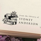Custom Name Blossom Book Stamp | Book Lover Gift Book Stamp