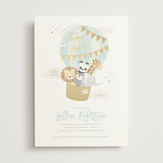 baby balloon ride Foil-Pressed Baby Shower Invitations