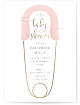 Diaper Pin Foil-Pressed Baby Shower Invitations