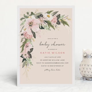 Flower Girl Foil-Pressed Baby Shower Invitations