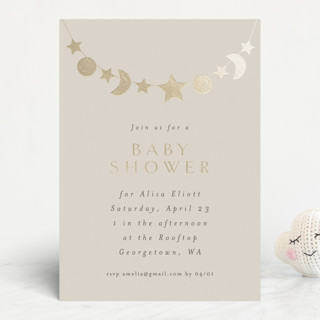 Night Sky Garland Foil-Pressed Baby Shower Invitations
