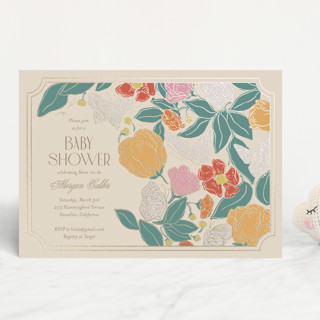 Gilded Butterfly Garden Foil-Pressed Baby Shower Invitations