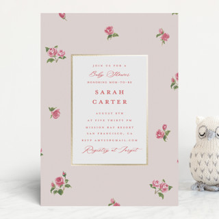 Romantic Roses Foil-Pressed Baby Shower Invitations