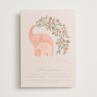 Elephant Garden Foil-Pressed Baby Shower Invitations