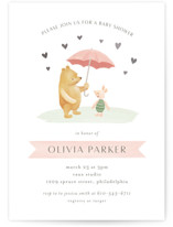 Pooh and Piglet Foil-Pressed Baby Shower Invitations
