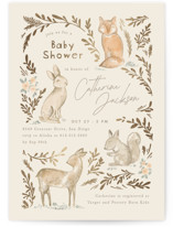 Vintage woodland Foil-Pressed Baby Shower Invitations