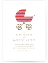 Striped Baby Buggy Foil-Pressed Baby Shower Invitations