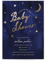 Midnight Stars Foil-Pressed Baby Shower Invitations