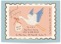 Stamp Foil-Pressed Baby Shower Invitations
